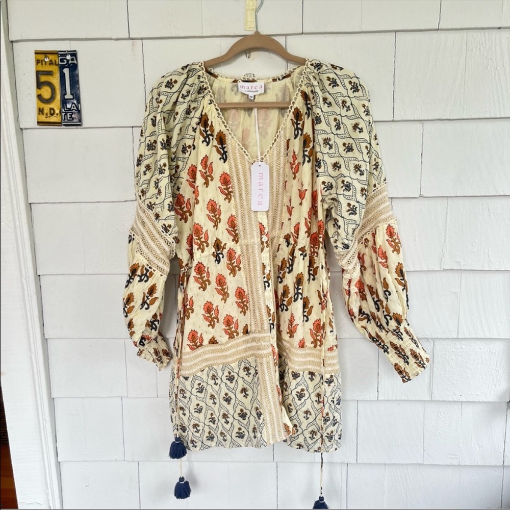 Marea by Ash & Eden Boho Button Front Mini Dress size Medium New With Ta…